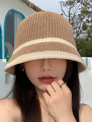 Sun-Protection Contrast Color Woven Fisherman Hat Hats&Caps