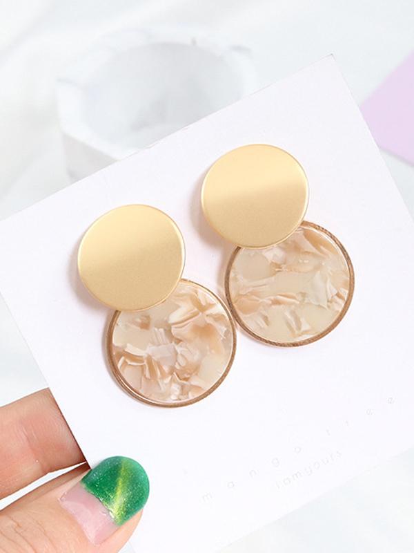 Elegant Marble Round Earrings