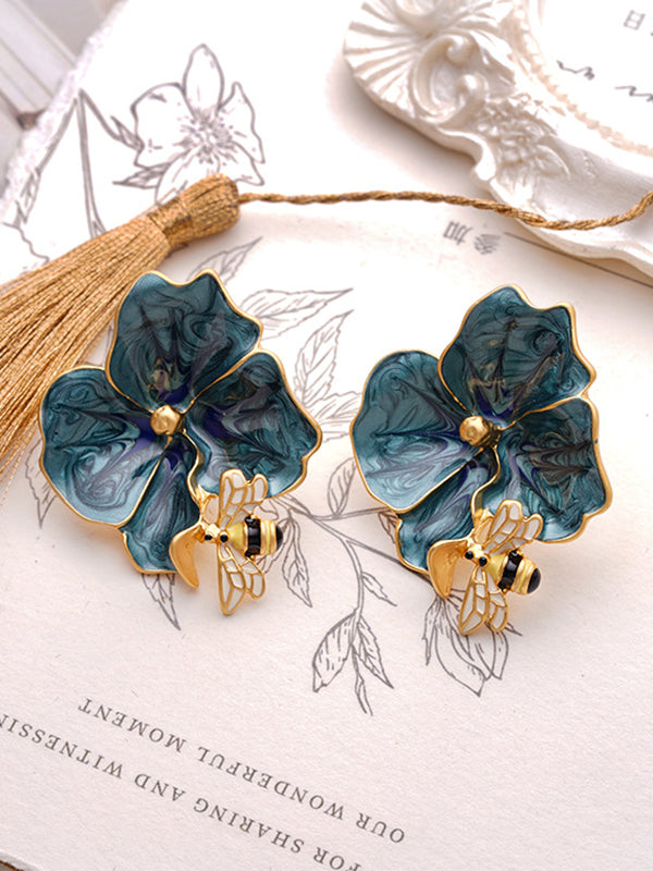 Bee Shape Flower Shape Earrings Accessories