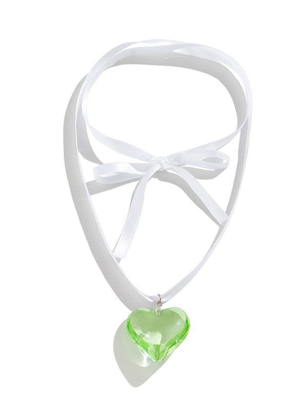 Heart Shape Streamer Tied Necklaces Accessories