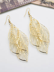 Stylish Silver&Gold Multi-Layer Leaf Hollow Earrings