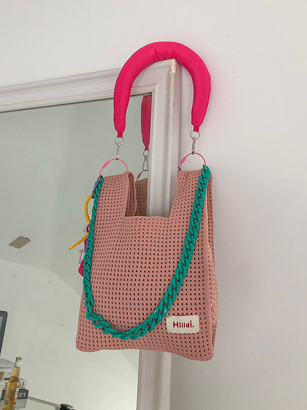 Cadenas Bolsos de hombro tejidos huecos Bolsos 