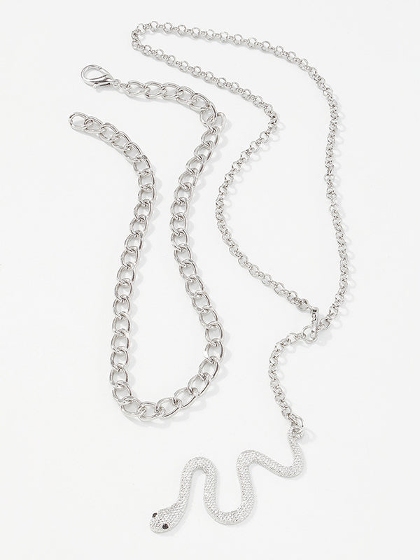 Two Pieces Chains Snake Shape Necklaces Accessories