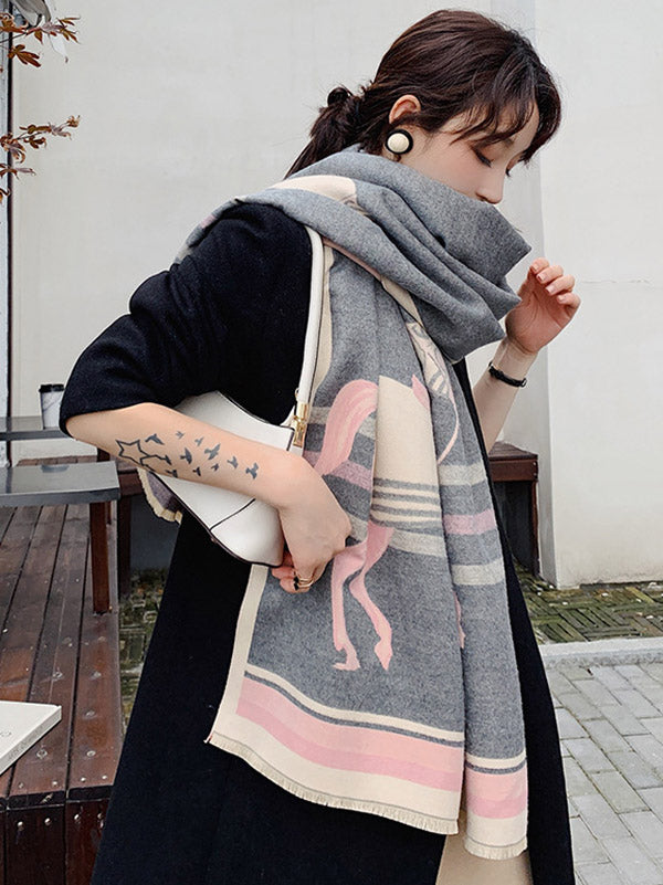 Personality Warm Cartoon Print Shawl&Scarf