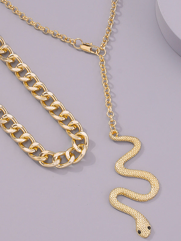 Two Pieces Chains Snake Shape Necklaces Accessories