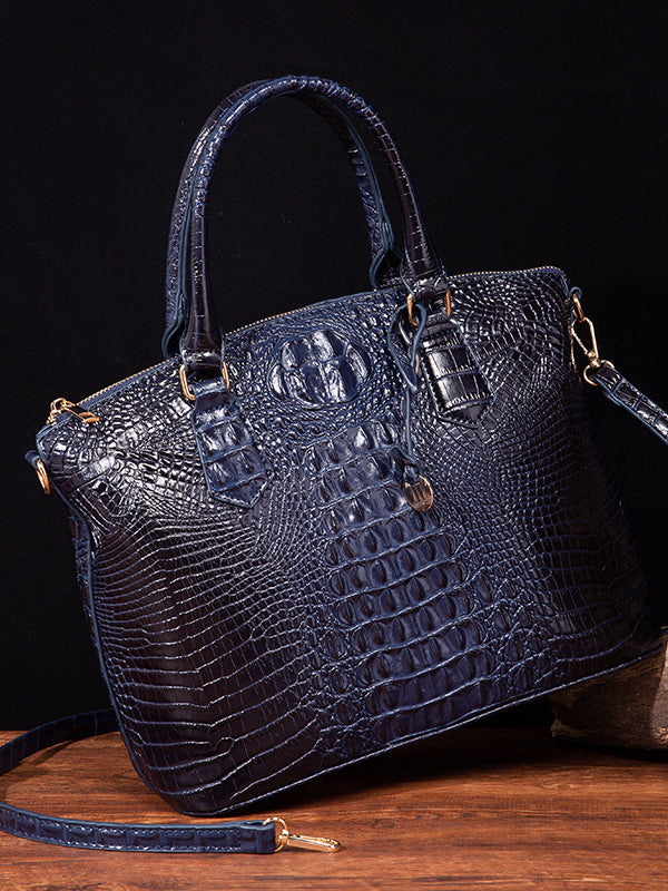 Alligator Print Pleated Split-Joint Bags Handbags