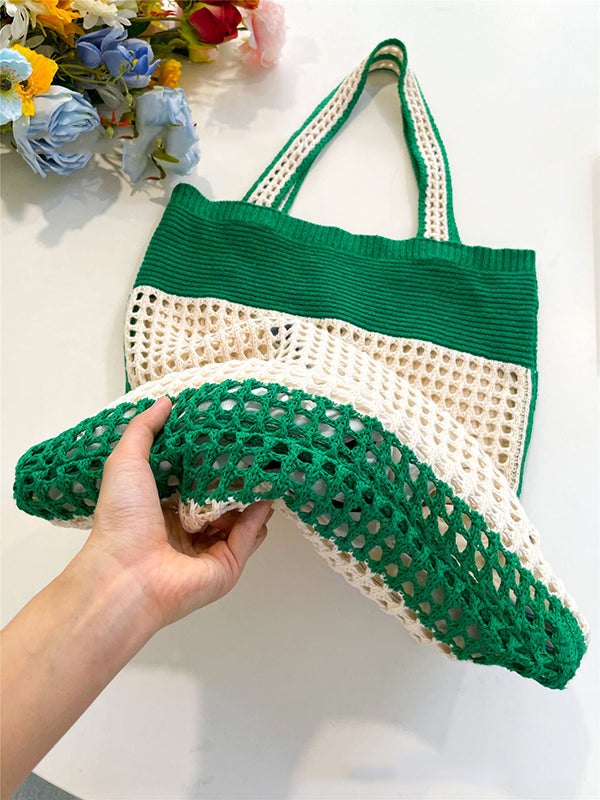 Beach Contrast Color Hollow Bags Accessories