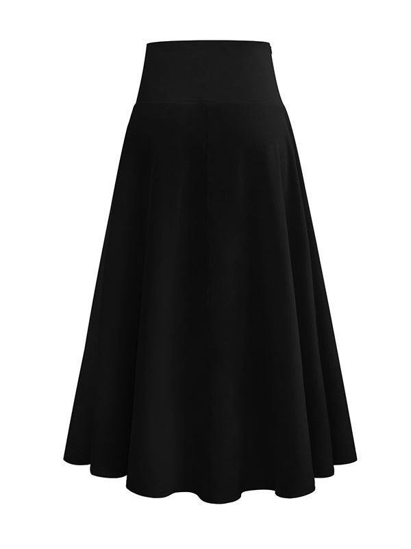 Simple  Asymmetric Split-Front Falbala Solid Color  Skirts Bottoms