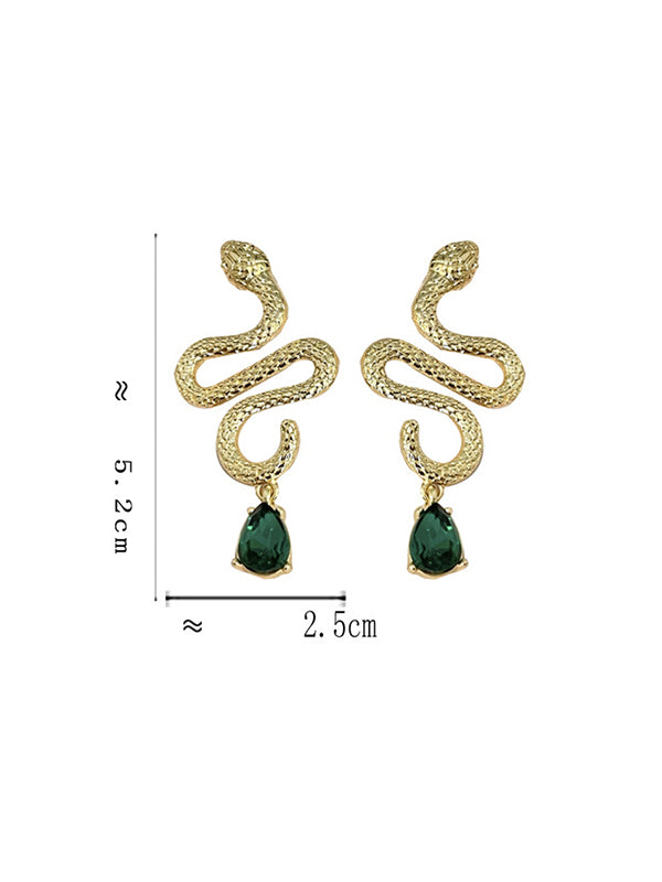 Contrast Color Rhinestone Snake Shape Eardrop Accessories