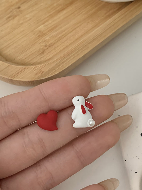 Cute Love Rabbit Shape Asymmetric Earrings