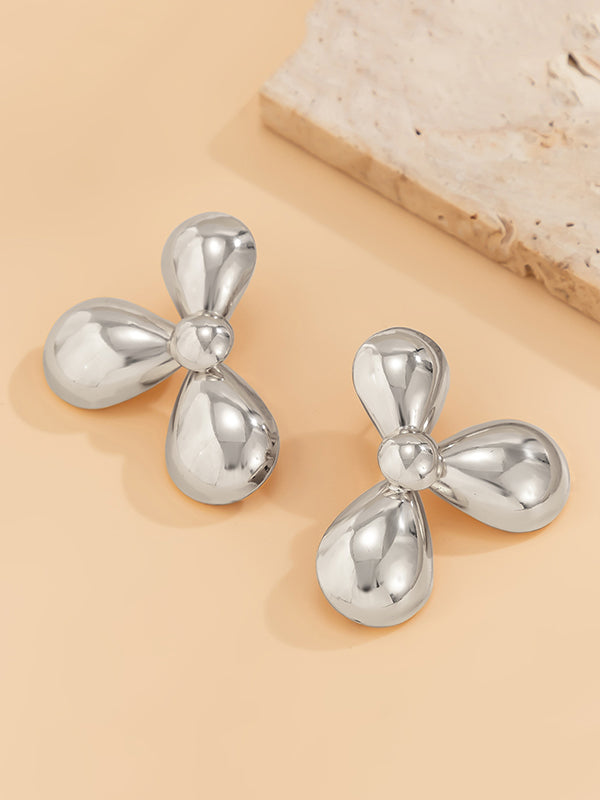 Flower Shape Solid Color Drop Earrings