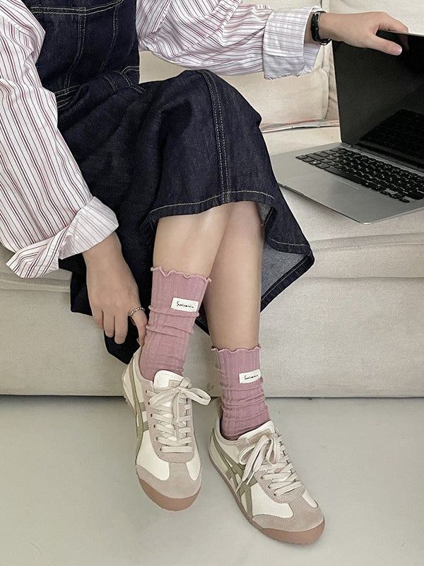 Pleated Wood Ear Lace Socks