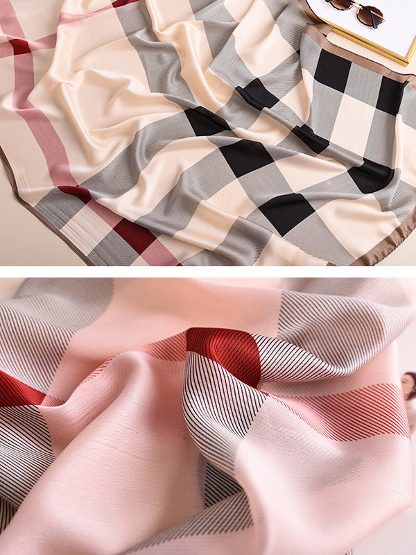 Chic Plaid Silk Imitation Shawl&Scarf