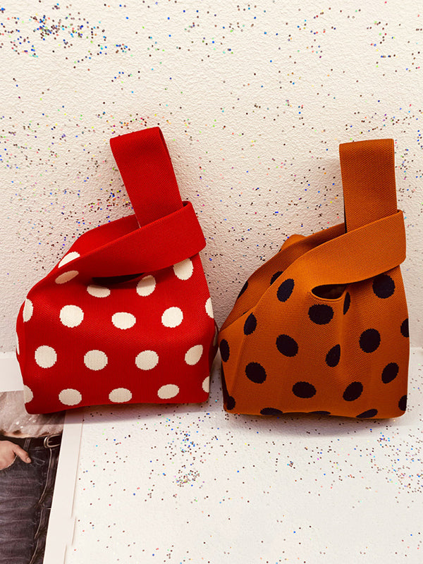 Contrast Color Polka-Dot Bags Accessories Woven Handbag