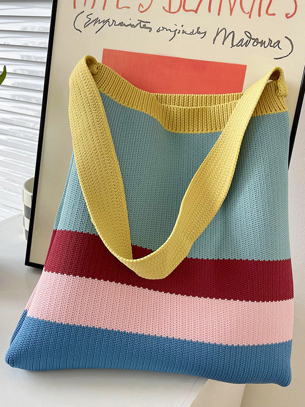 Original Contrast Color Rainbow Striped Bags Accessories