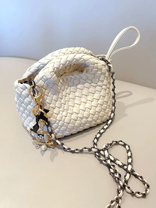 Solid Color Woven Bags Handbags