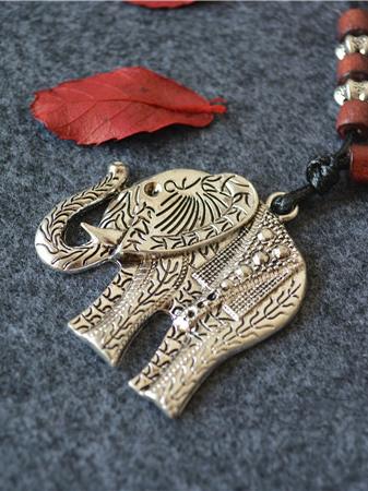 Sliver Elephant Pendant Necklace