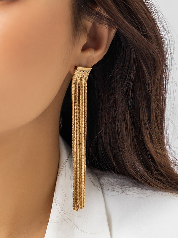 Solid Color Tasseled Earrings Accessories