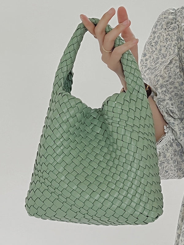 Solid Color Woven Bags Handbags