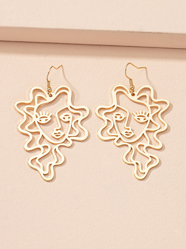 Figure Geometric Hollow Solid Color Drop Earrings