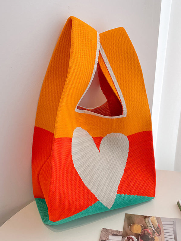 Heart Print Multi-Colored Bags Handbags