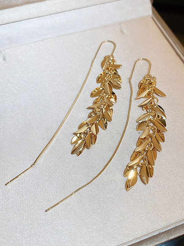 Leaves Shape Tasseled Drop Earrings