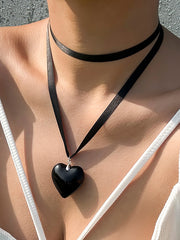 Heart Shape Streamer Tied Necklaces Accessories