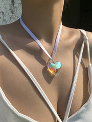 Heart Shape Streamer Tied Necklaces Accessories