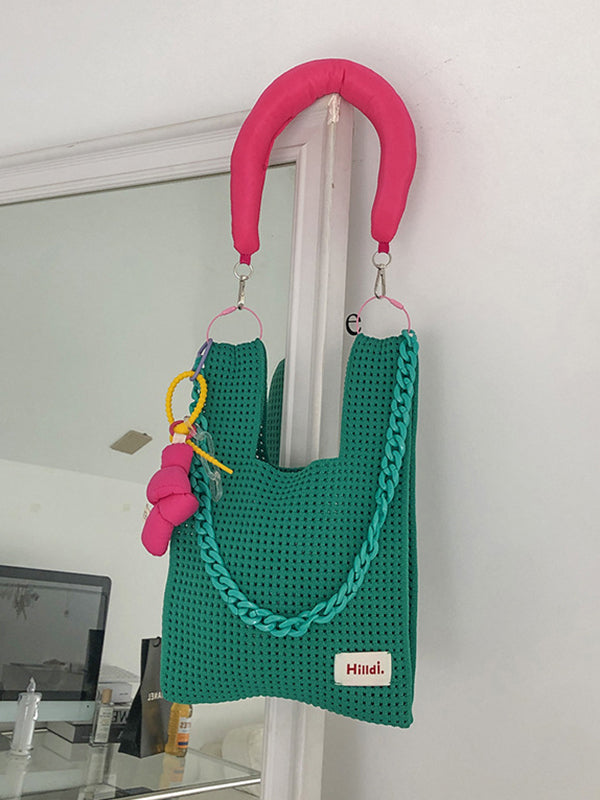 Cadenas Bolsos de hombro tejidos huecos Bolsos 