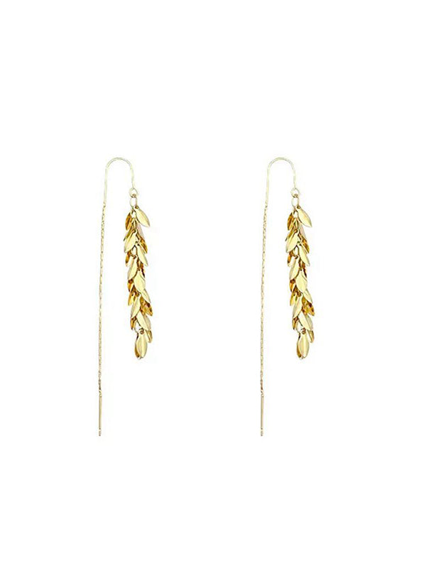 Leaves Shape Tasseled Drop Earrings