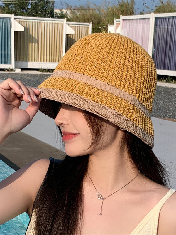 Sun-Protection Contrast Color Woven Fisherman Hat Hats&Caps