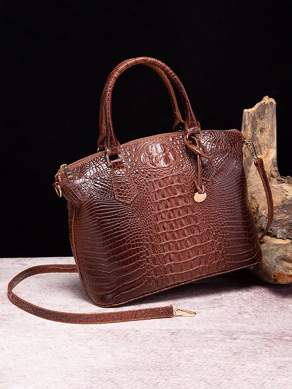 Alligator Print Pleated Split-Joint Bags Handbags