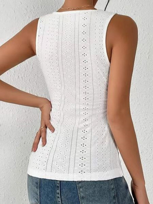 Skinny Sleeveless Solid Color Skinny Deep V-Neck Vest Top