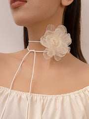 Flower Shape Gauze Dainty Necklace Necklaces Accessories