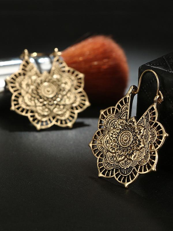 Vintage Hollow Alloy Flower Earring Accessories