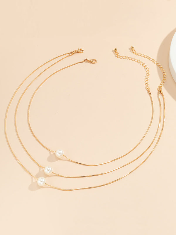 Simple Multilayer Pearl Necklaces Accessories