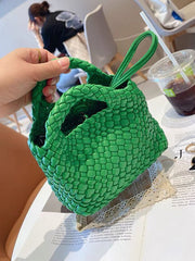 Solid Color Woven Bags Handbags