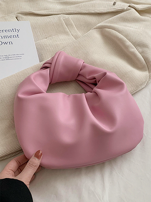 Bowknot Pleated Solid Color Handbags Accessories