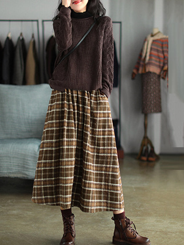 Artistic Retro Plaid A-Line Skirt