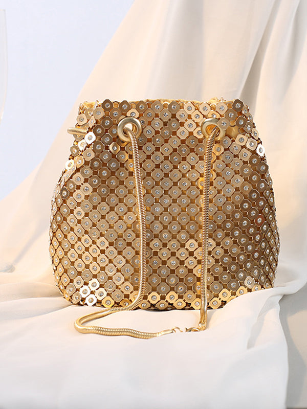 Rhine Stones Snake Chain Crossbody Bags