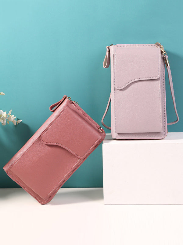 Simple Solid Color PU Sling Bag Shoulder Bag