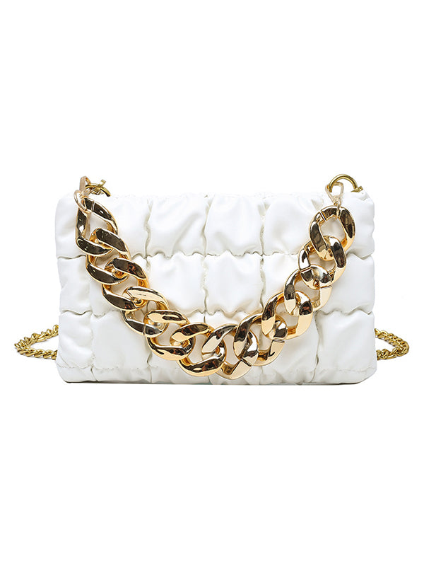 Chains Plaid Solid Color Crossbody Bags