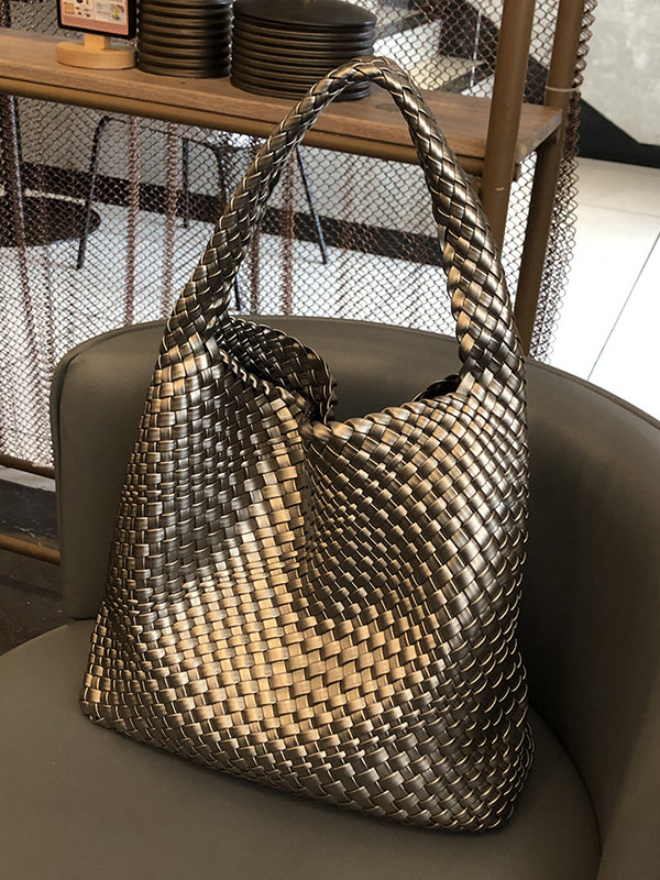 Solid Color Woven Bags Handbags