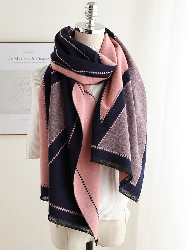 Warm Thicken Fringed Printed Scarf