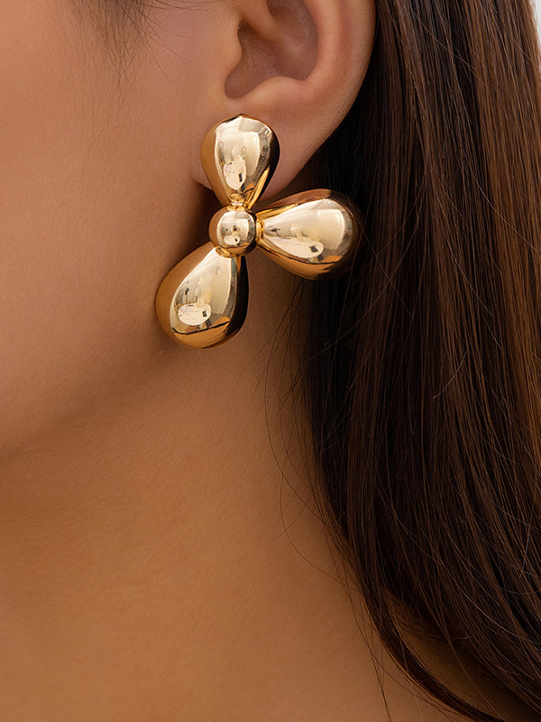 Flower Shape Solid Color Drop Earrings