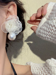 Flower Shape Gauze Earrings Accessories