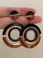 Contrast Color Geometric Earrings Accessories