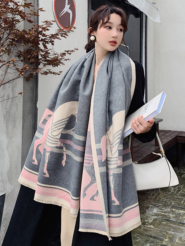 Personality Warm Cartoon Print Shawl&Scarf