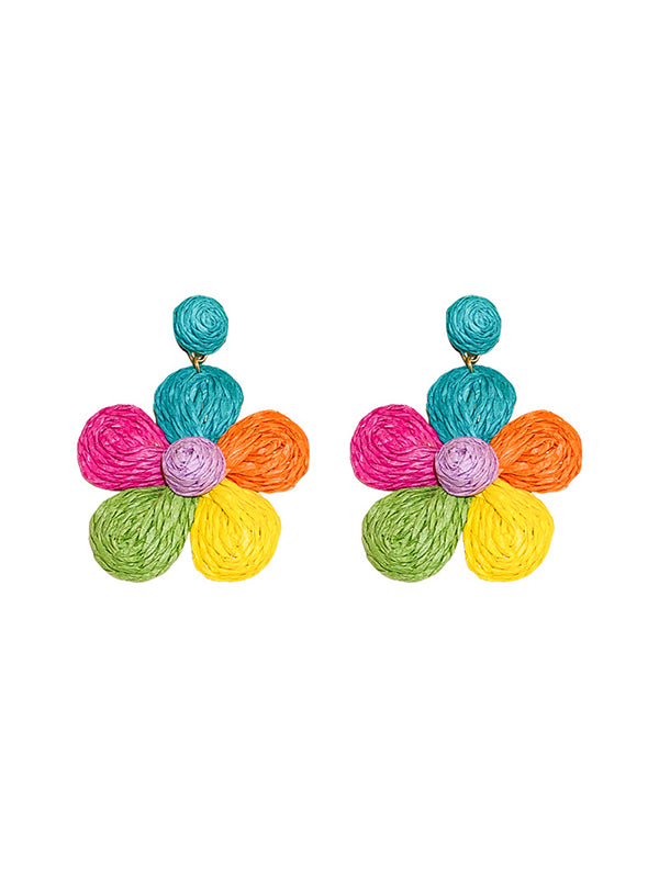 Colorful Flower Shape Drop Earrings