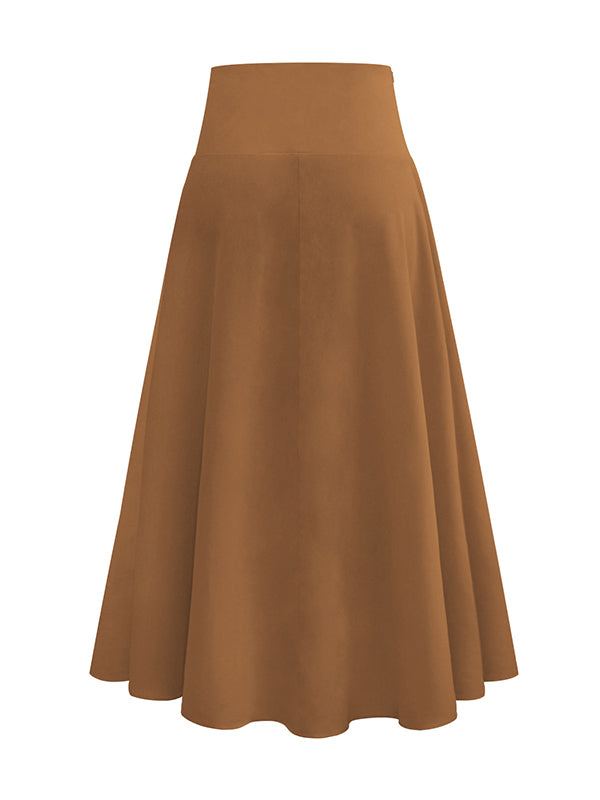 Simple  Asymmetric Split-Front Falbala Solid Color  Skirts Bottoms